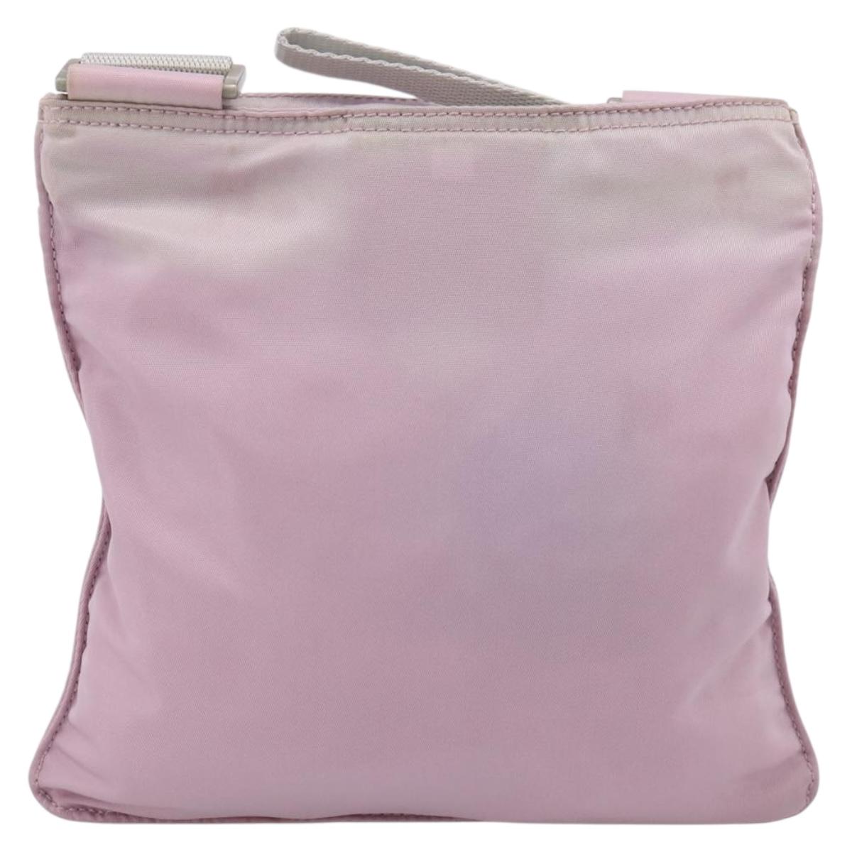 PRADA Shoulder Bag Nylon Pink Silver Auth 201164A