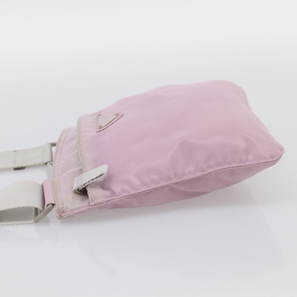 PRADA Shoulder Bag Nylon Pink Silver Auth 201164A