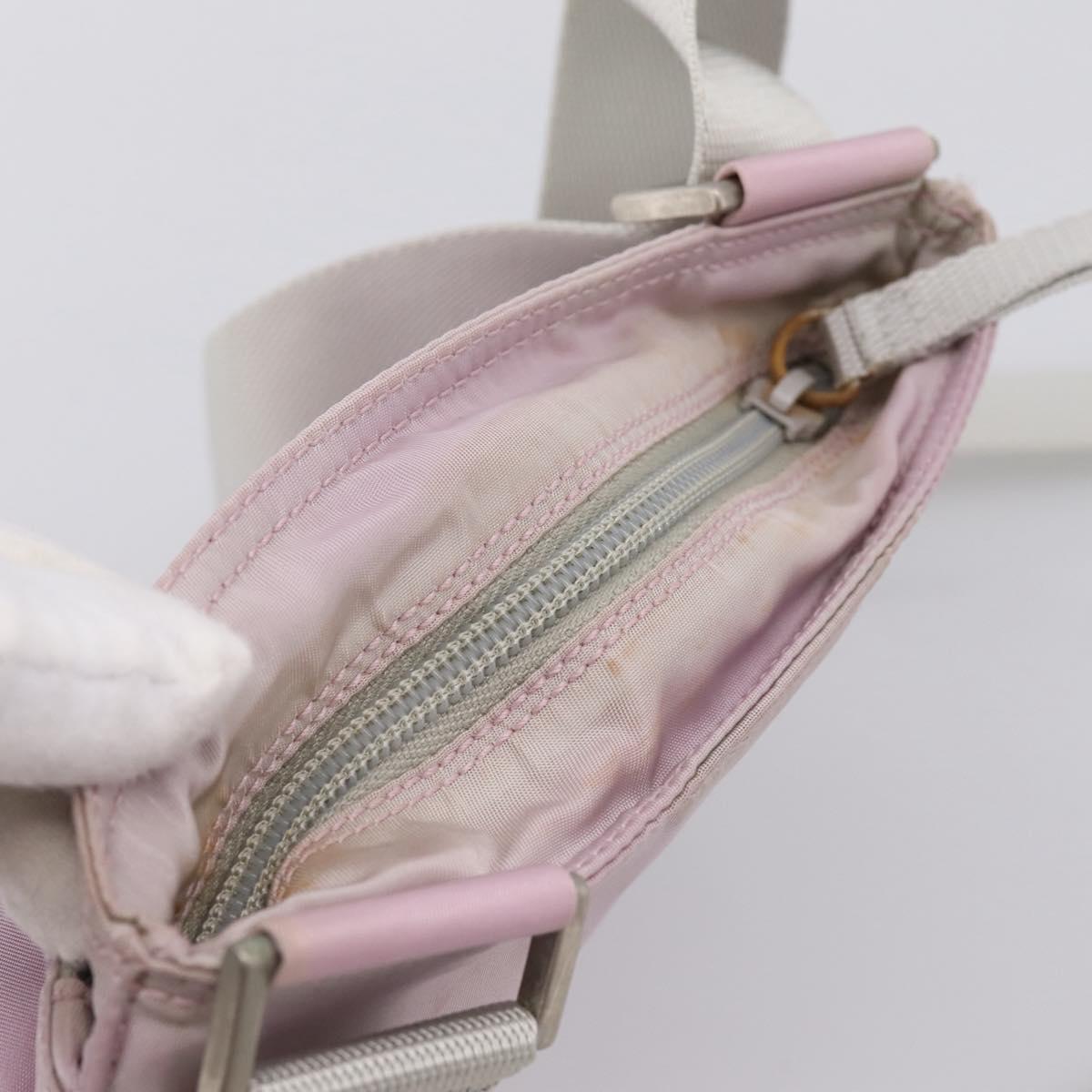 PRADA Shoulder Bag Nylon Pink Silver Auth 201164A