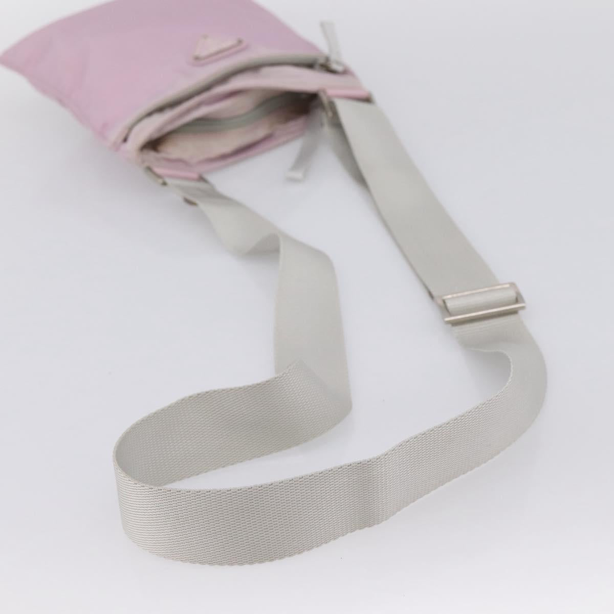 PRADA Shoulder Bag Nylon Pink Silver Auth 201164A