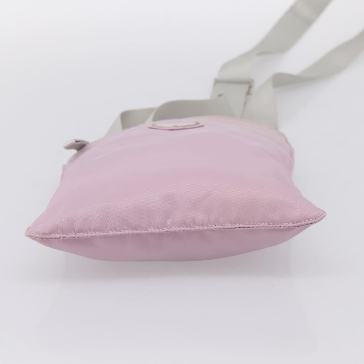 PRADA Shoulder Bag Nylon Pink Silver Auth 201164A