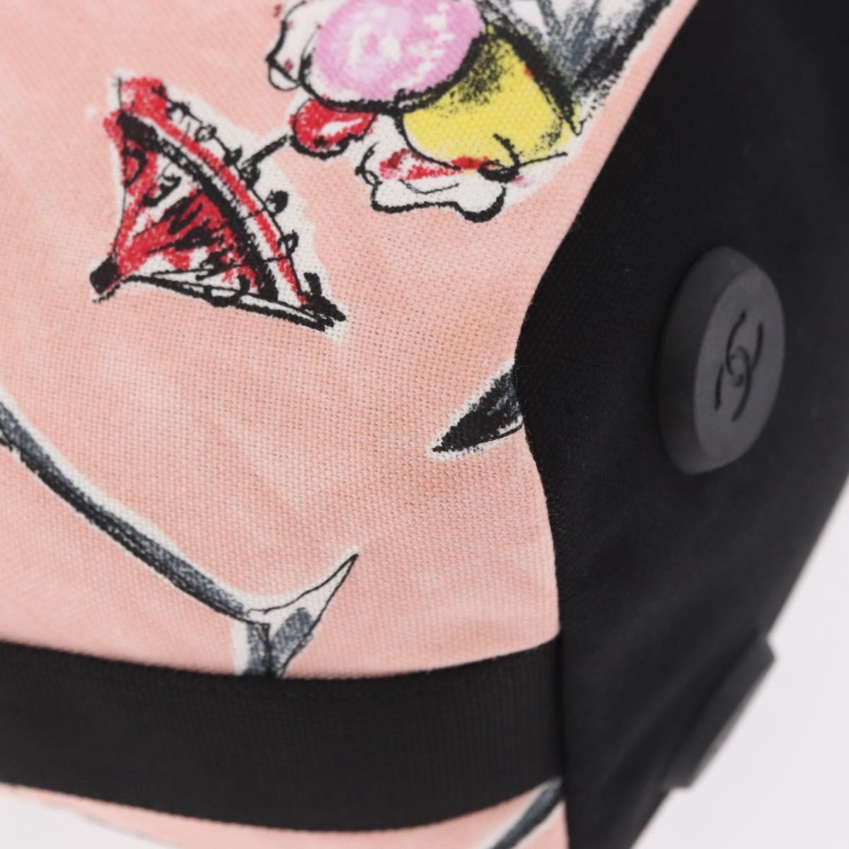 CHANEL Ice Cream Pattern Shoulder Bag Canvas Pink Black CC Auth 201171V