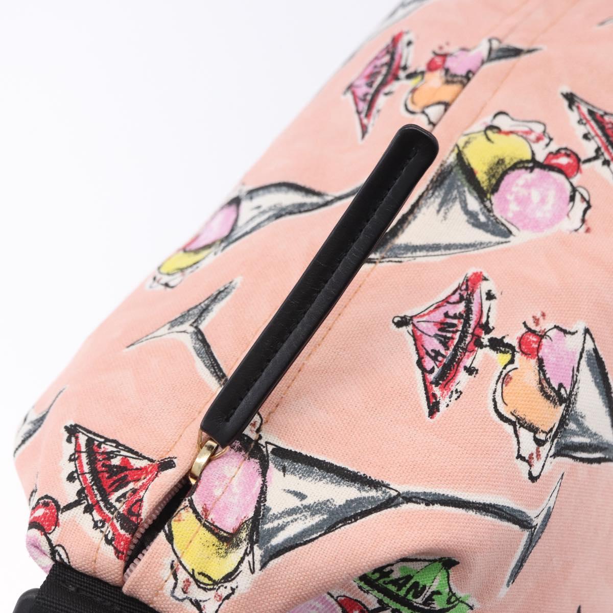 CHANEL Ice Cream Pattern Shoulder Bag Canvas Pink Black CC Auth 201171V