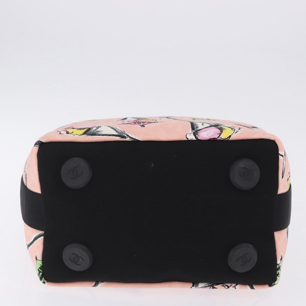 CHANEL Ice Cream Pattern Shoulder Bag Canvas Pink Black CC Auth 201171V