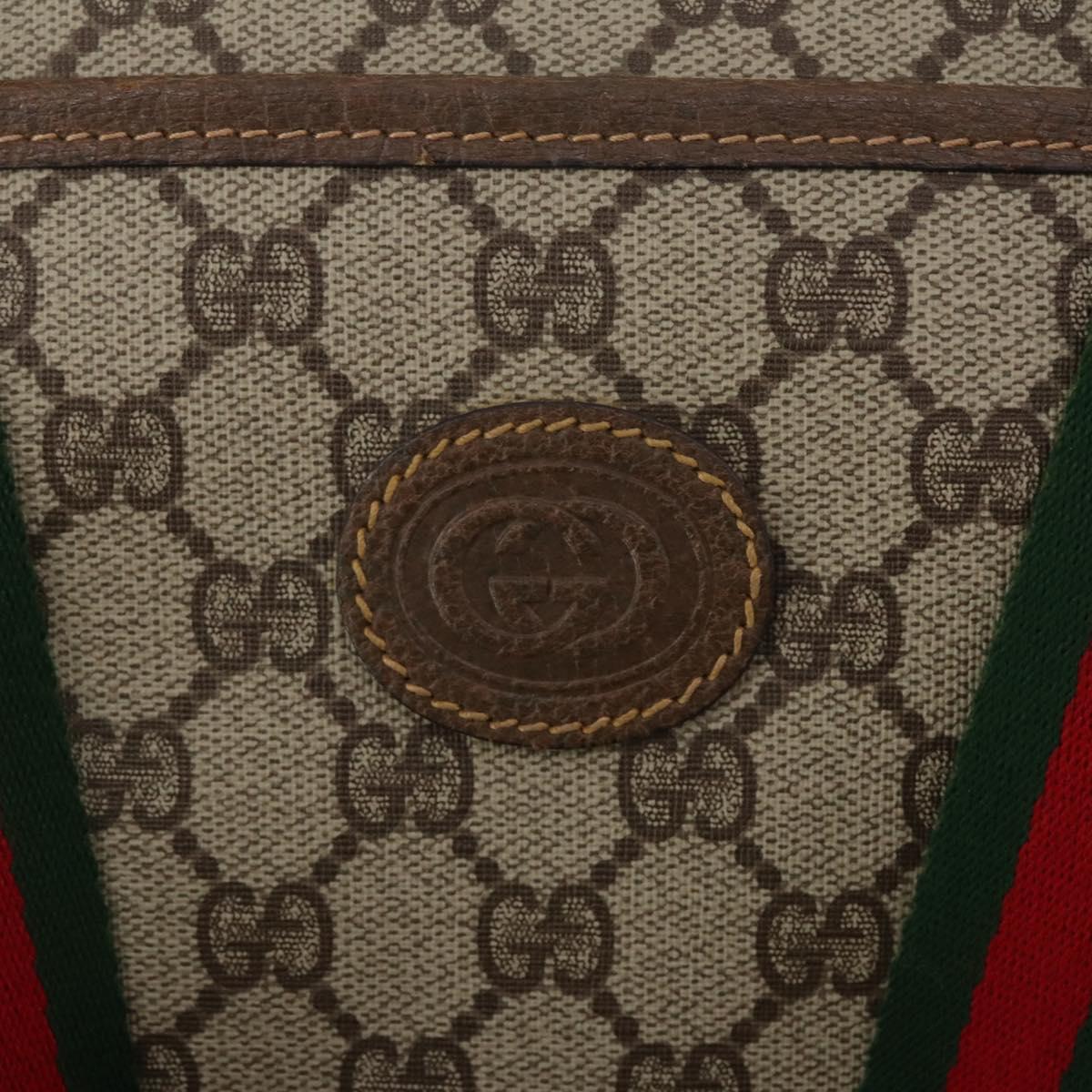 GUCCI GG Supreme Web Sherry Line Tote Bag PVC Beige 002 39 6211 Auth 201174A