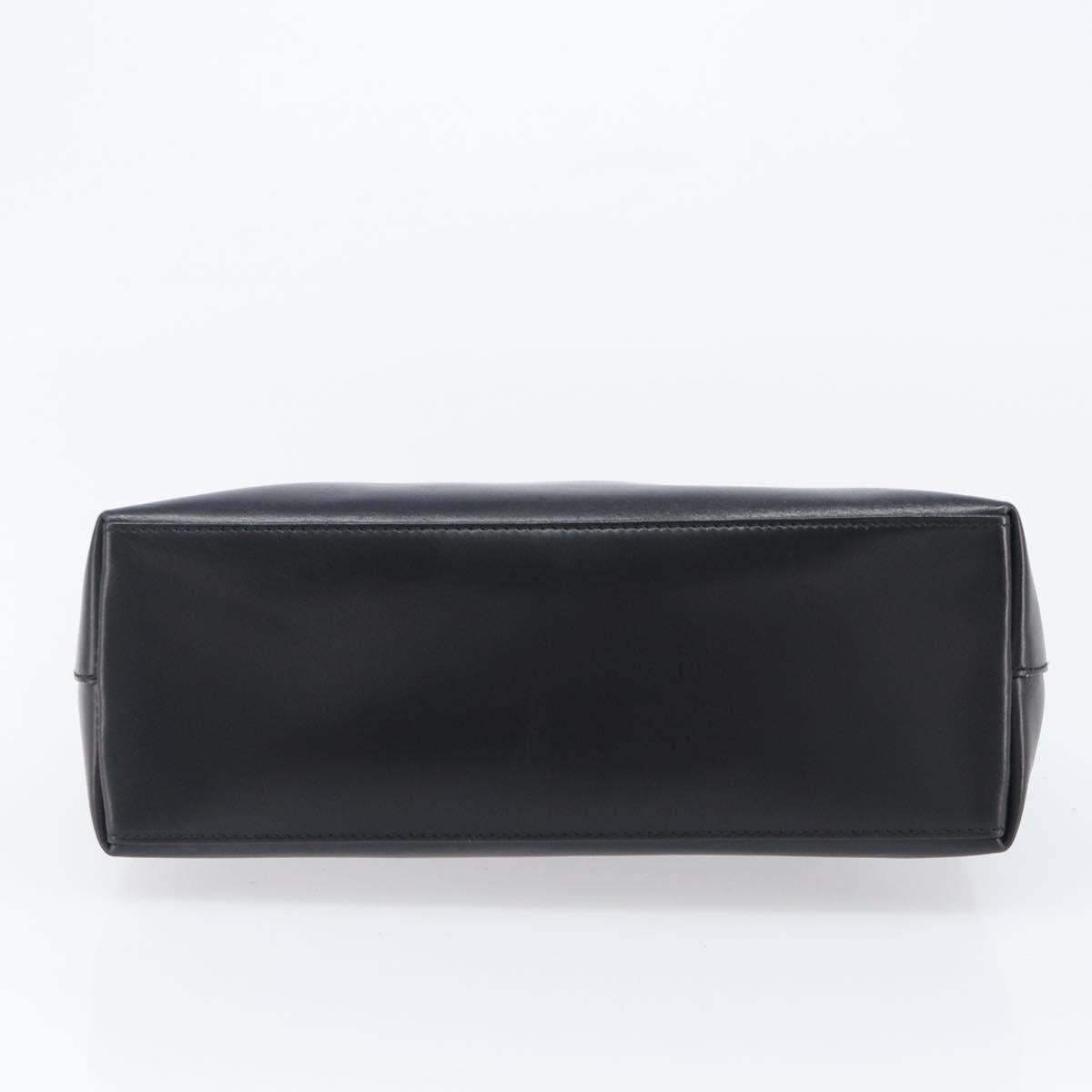GUCCI Bamboo Hand Bag Leather Black Gold Tone 001 3008 Auth 201175
