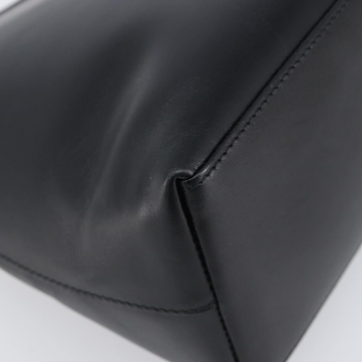 GUCCI Bamboo Hand Bag Leather Black Gold Tone 001 3008 Auth 201175