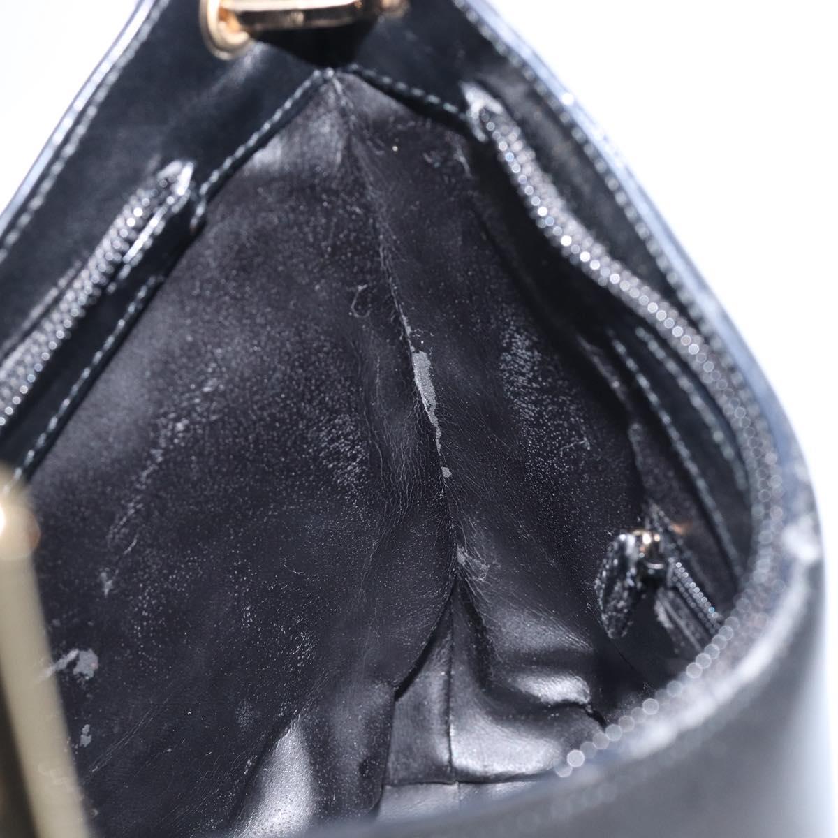 GUCCI Bamboo Hand Bag Leather Black Gold Tone 001 3008 Auth 201175