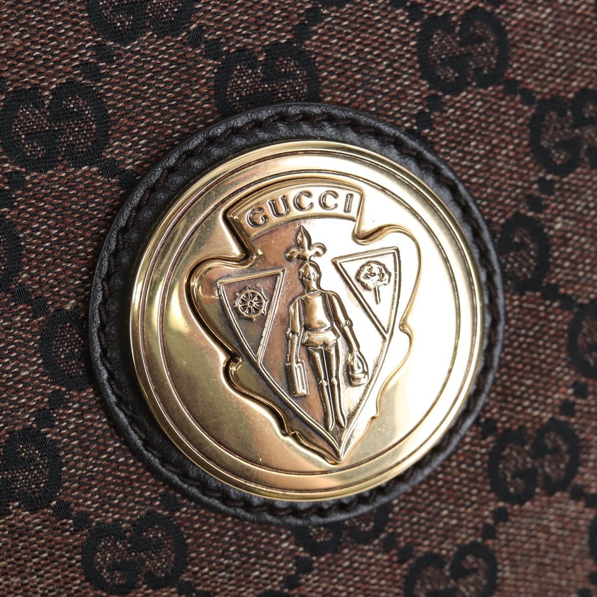 GUCCI GG Canvas Hand Bag Outlet Brown Gold 286307 Auth 201176V