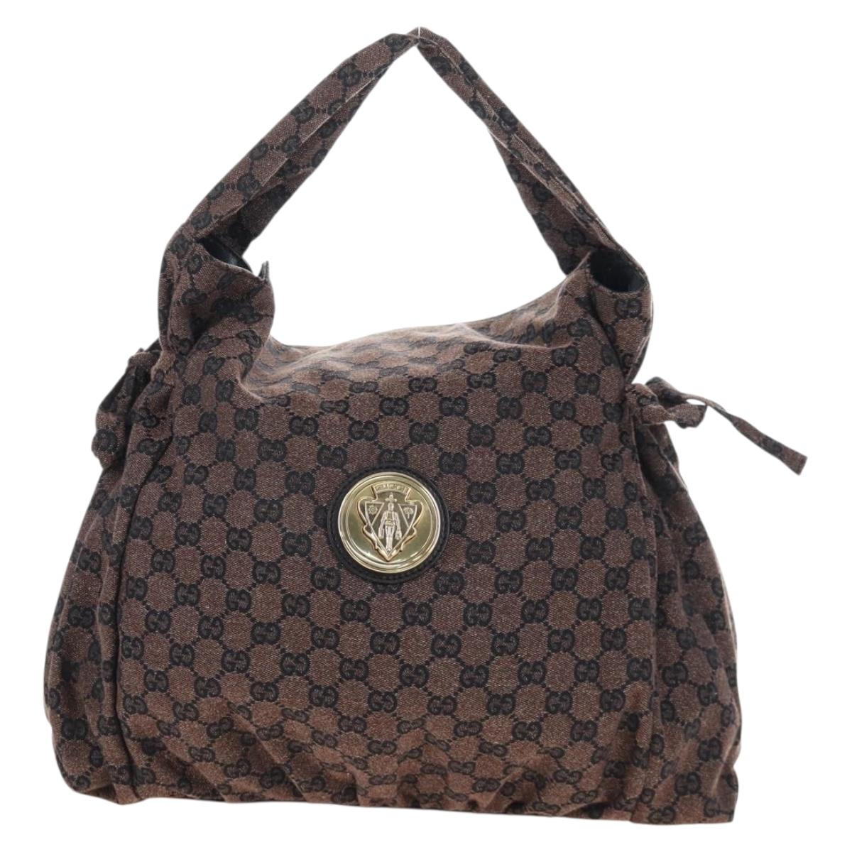 GUCCI GG Canvas Hand Bag Outlet Brown Gold 286307 Auth 201176V