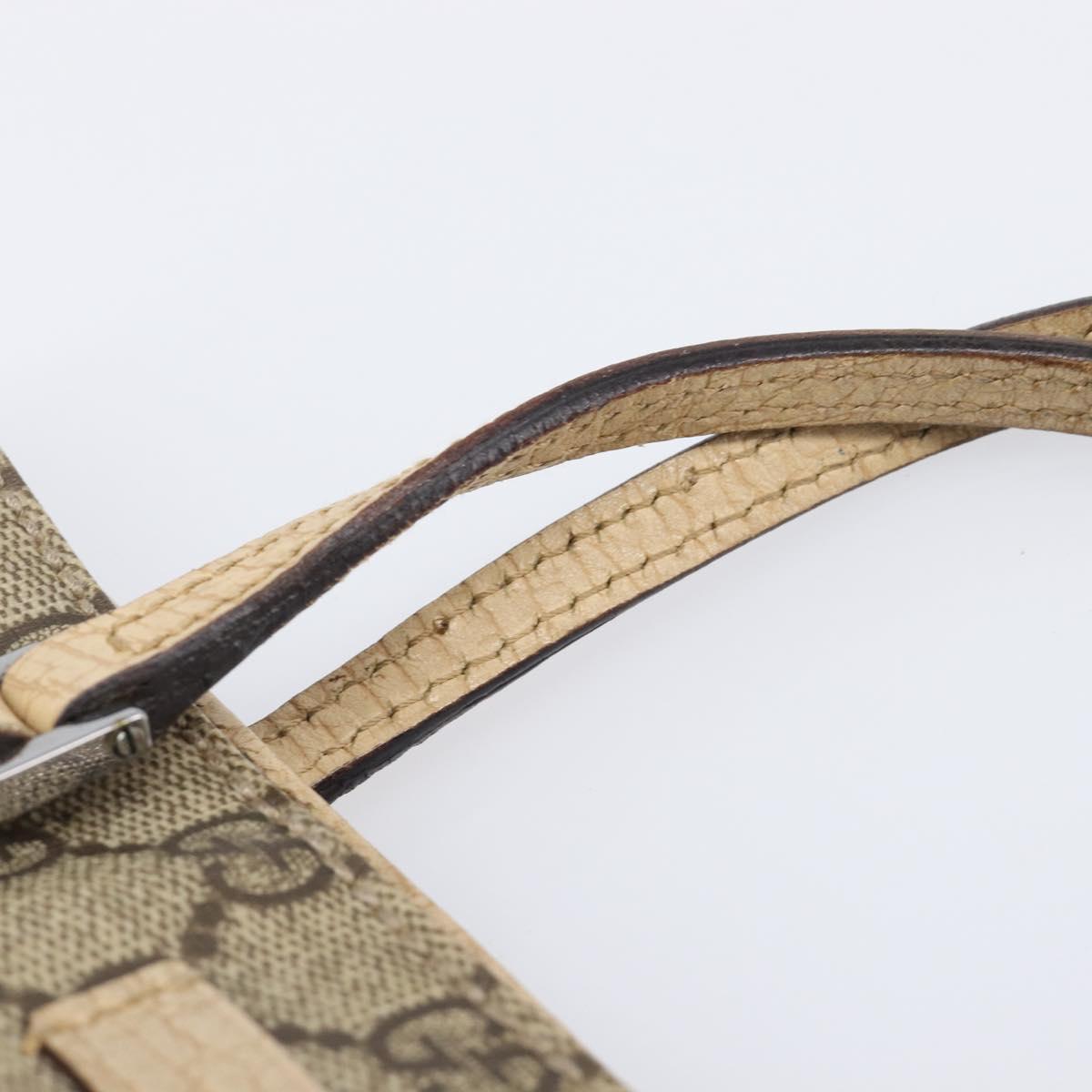 GUCCI GG Supreme Hand Bag PVC Beige Silver 117551 Auth 201178