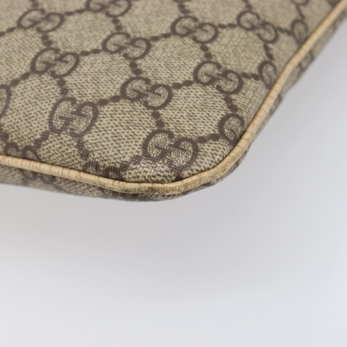 GUCCI GG Supreme Hand Bag PVC Beige Silver 117551 Auth 201178