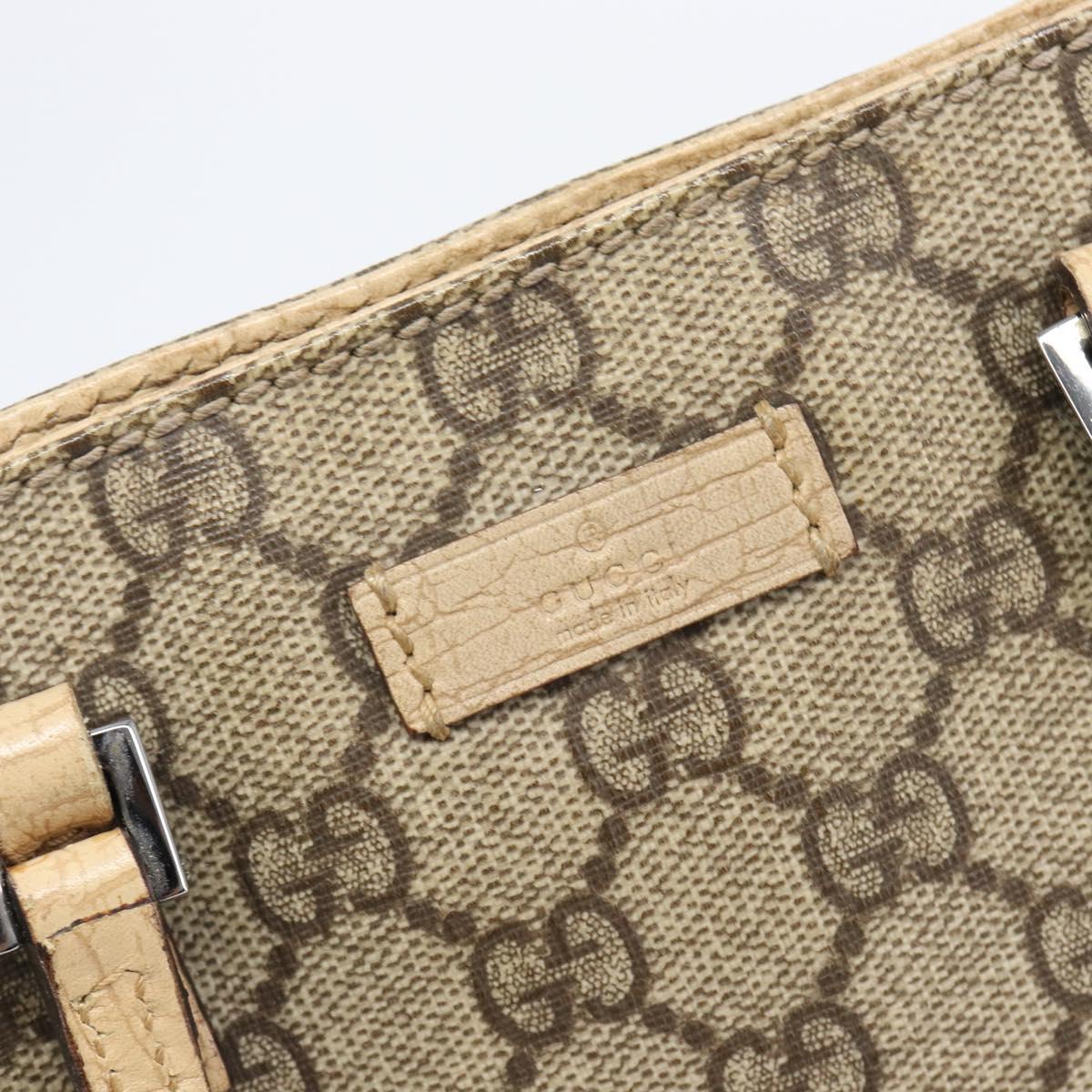 GUCCI GG Supreme Hand Bag PVC Beige Silver 117551 Auth 201178