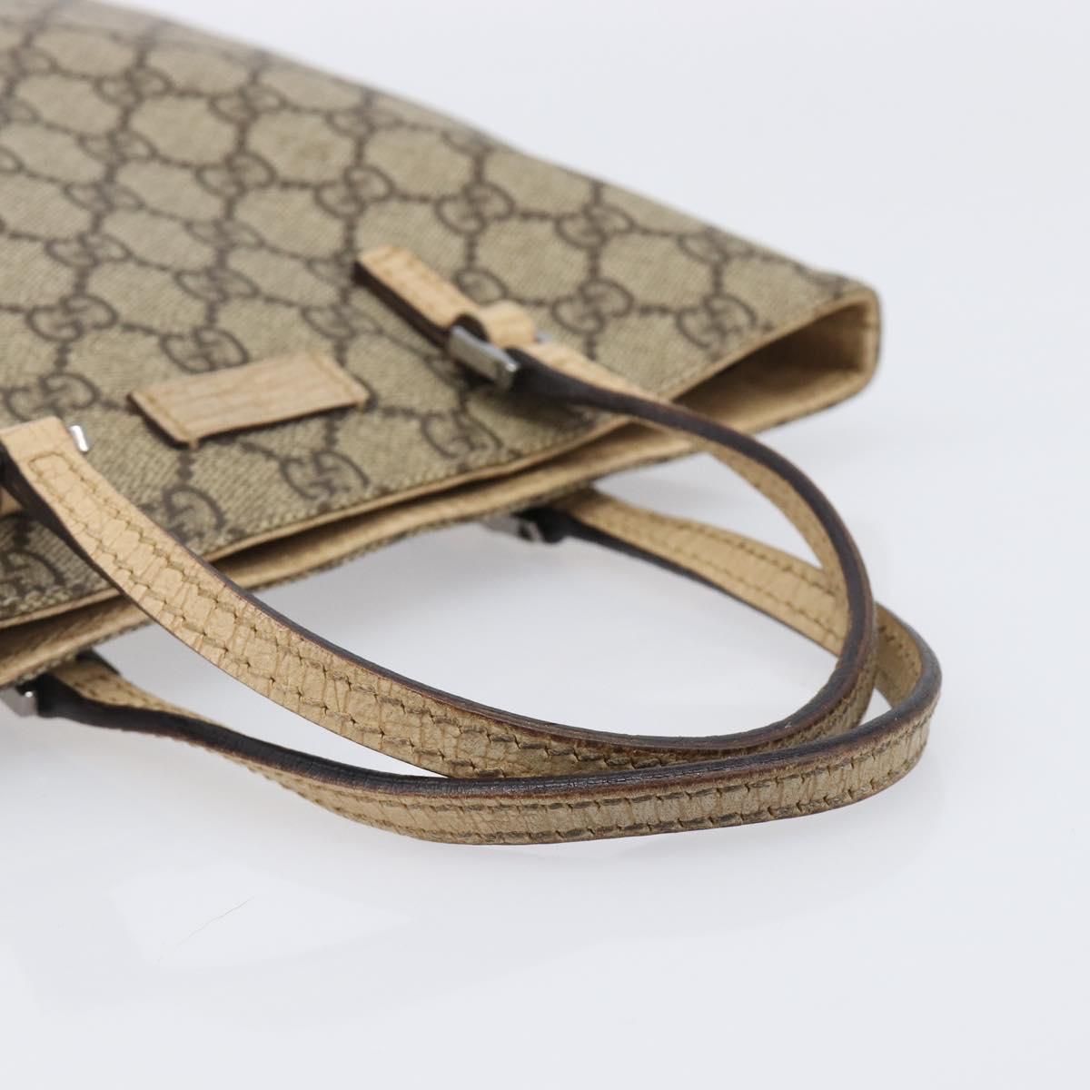 GUCCI GG Supreme Hand Bag PVC Beige Silver 117551 Auth 201178