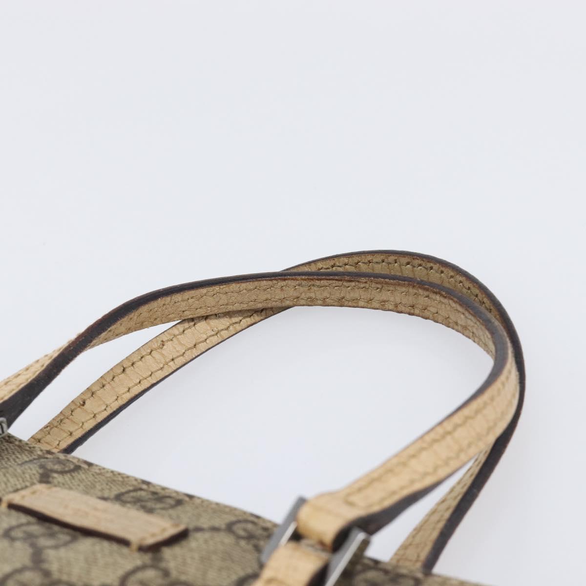 GUCCI GG Supreme Hand Bag PVC Beige Silver 117551 Auth 201178
