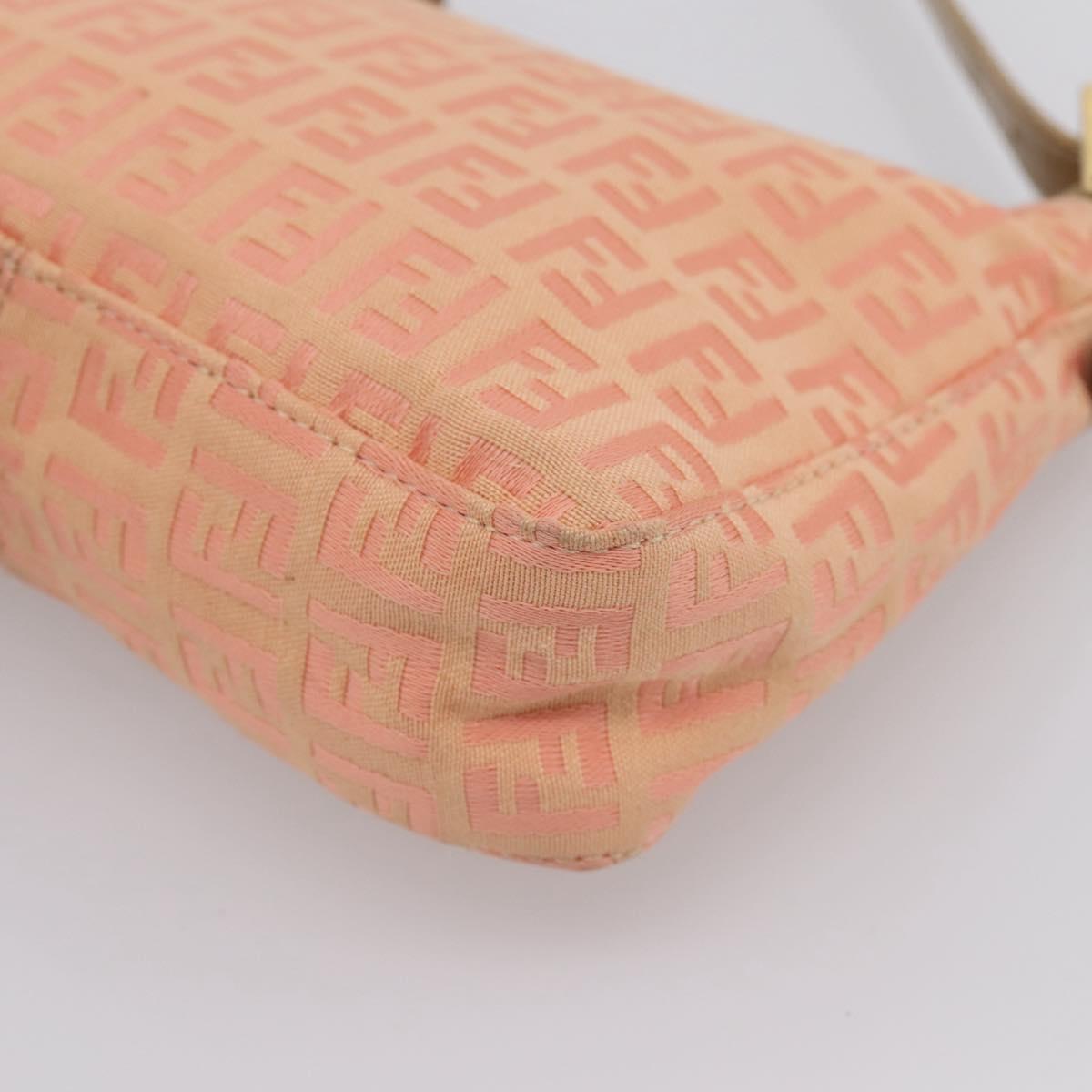 FENDI Zucchino Canvas Hand Bag Pink Gold Tone Auth 201183