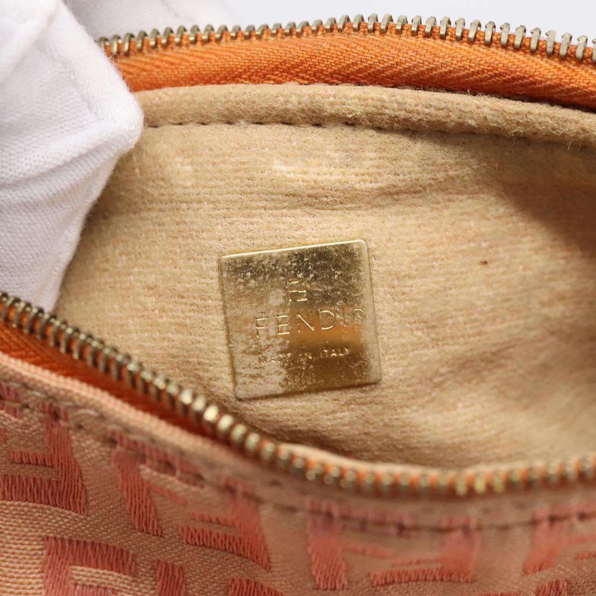 FENDI Zucchino Canvas Hand Bag Pink Gold Tone Auth 201183