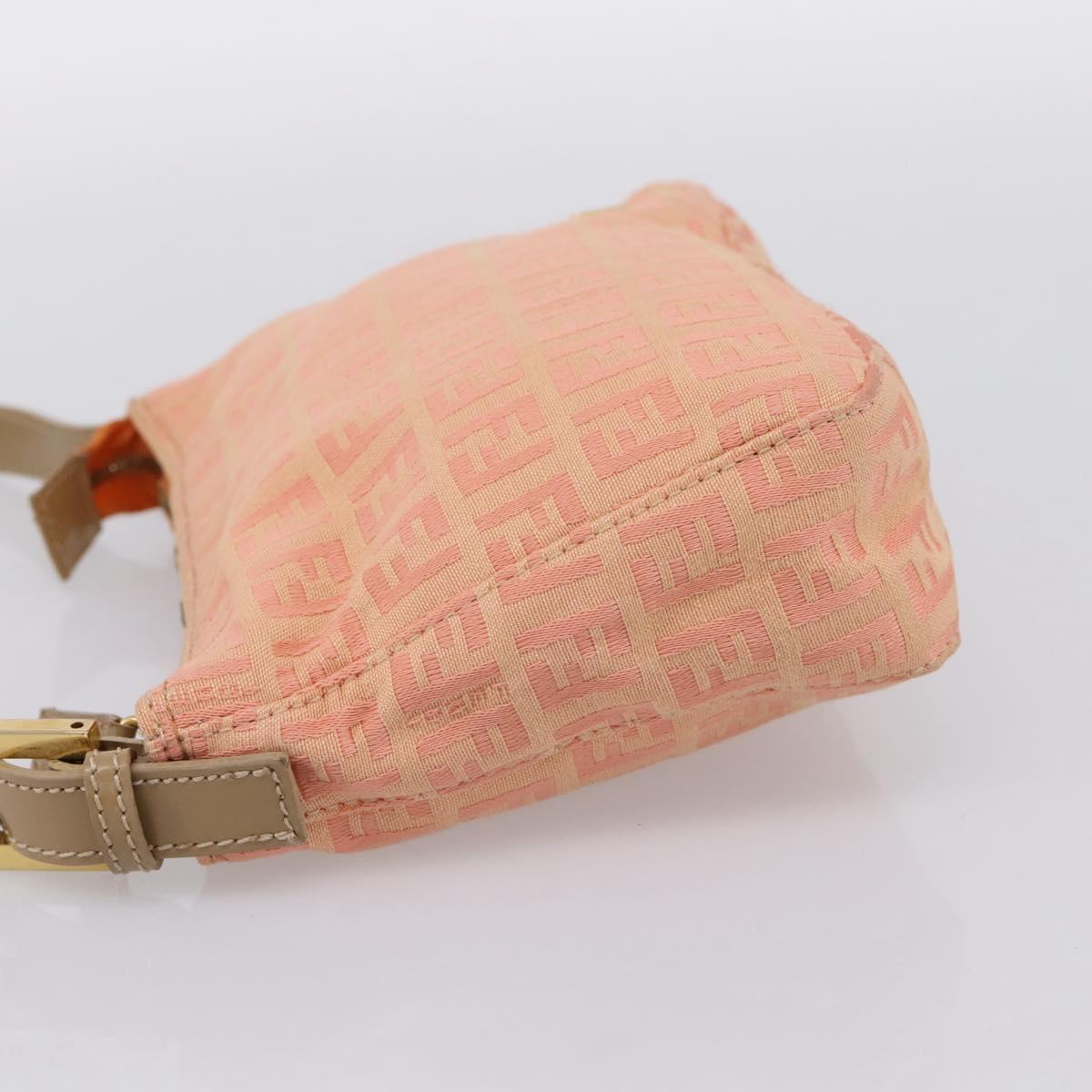 FENDI Zucchino Canvas Hand Bag Pink Gold Tone Auth 201183