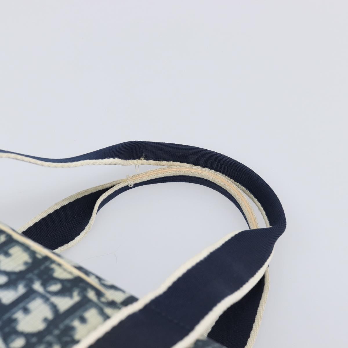 Christian Dior Trotter Hand Bag PVC Leather Navy White Auth 201187
