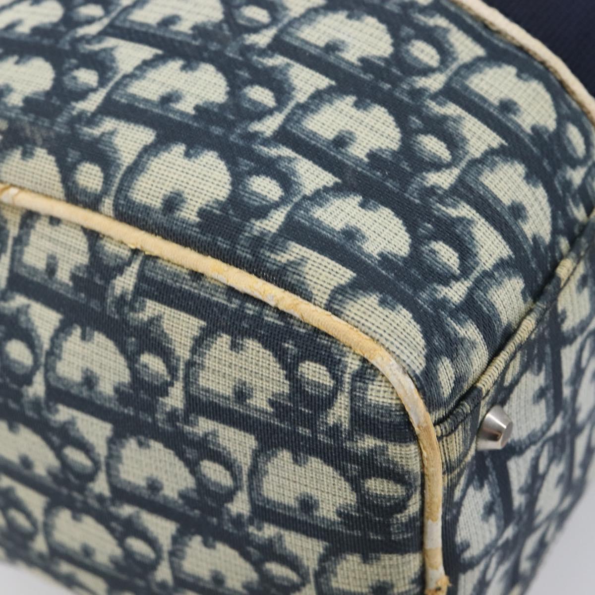 Christian Dior Trotter Hand Bag PVC Leather Navy White Auth 201187