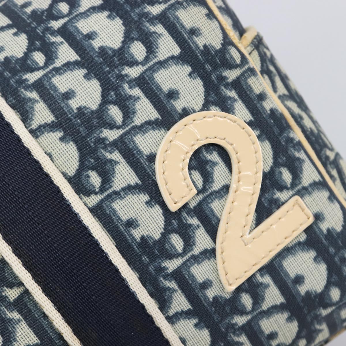 Christian Dior Trotter Hand Bag PVC Leather Navy White Auth 201187