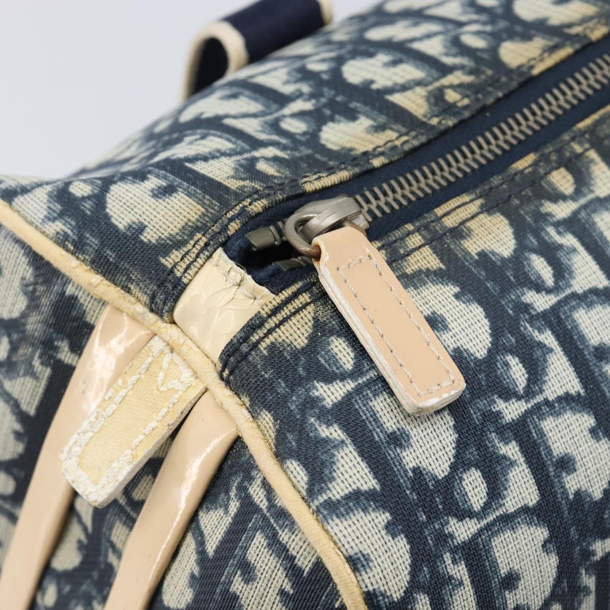 Christian Dior Trotter Hand Bag PVC Leather Navy White Auth 201187