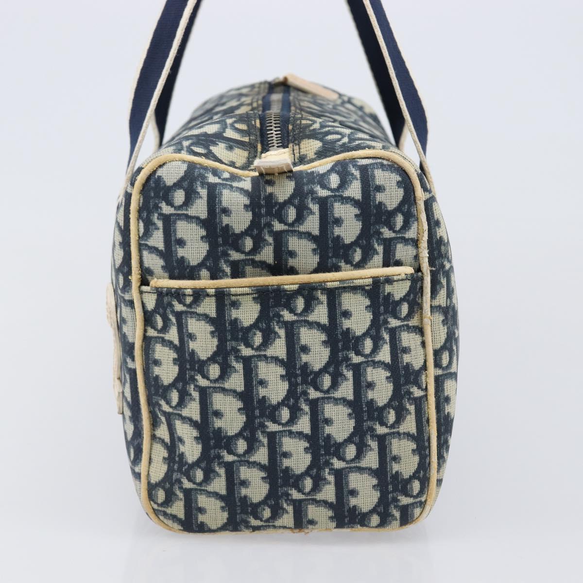 Christian Dior Trotter Hand Bag PVC Leather Navy White Auth 201187