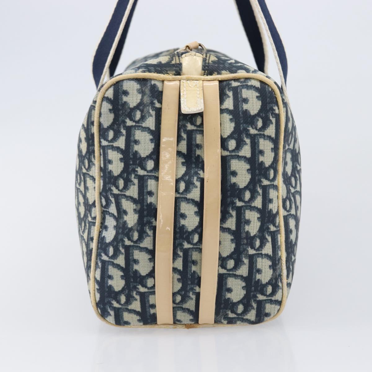 Christian Dior Trotter Hand Bag PVC Leather Navy White Auth 201187