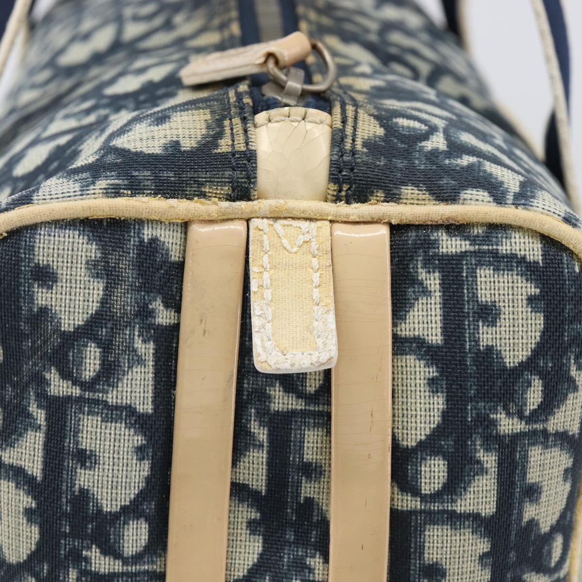 Christian Dior Trotter Hand Bag PVC Leather Navy White Auth 201187