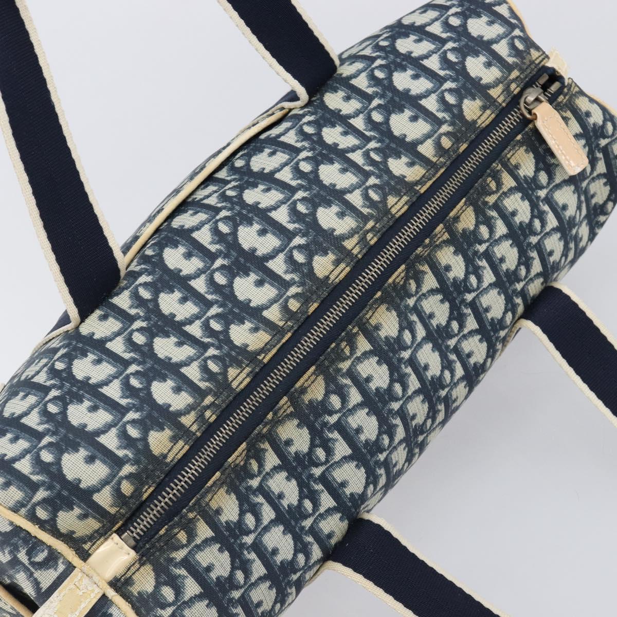 Christian Dior Trotter Hand Bag PVC Leather Navy White Auth 201187