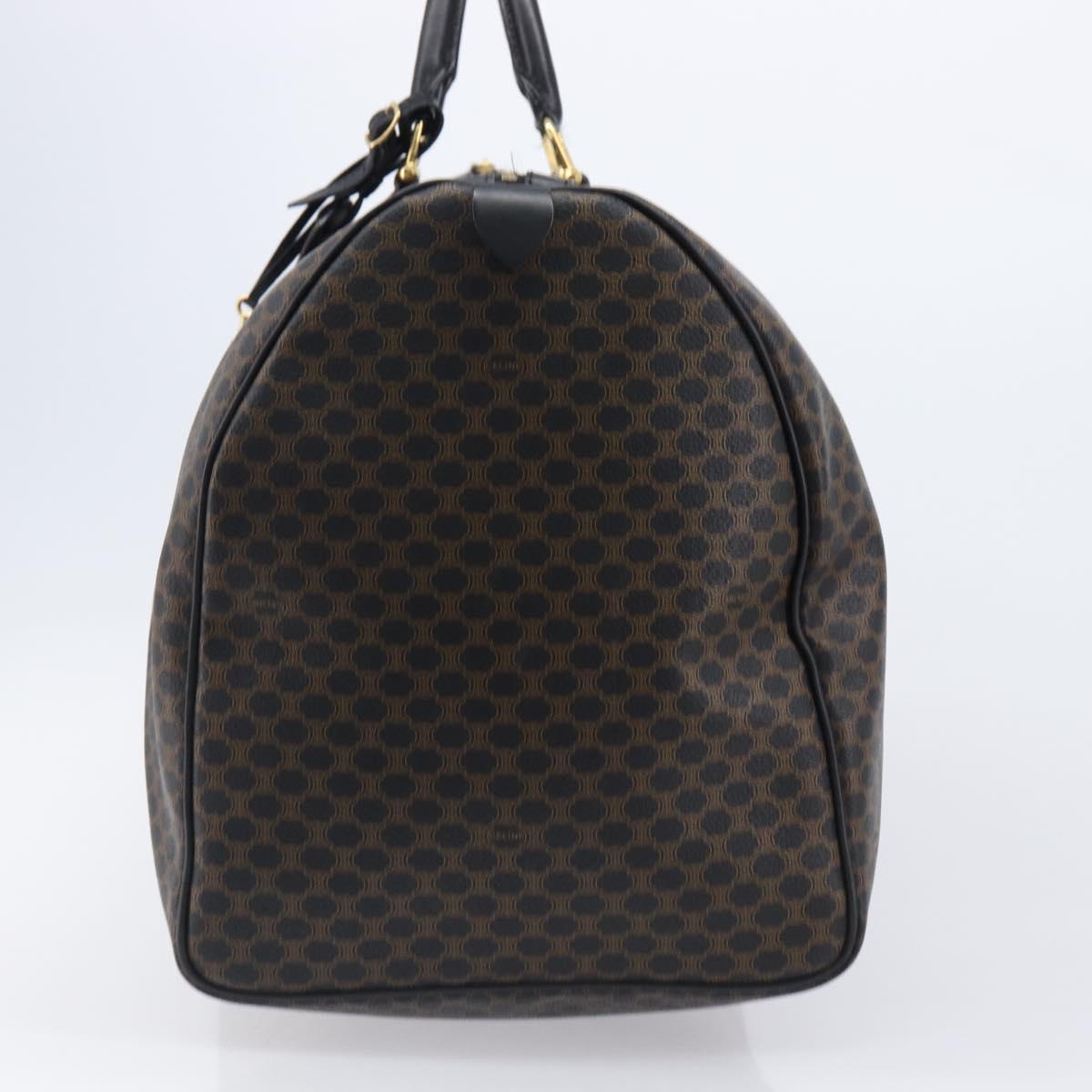 CELINE Macadam Canvas Boston Bag PVC Leather 2way Black Gold Auth 201189V