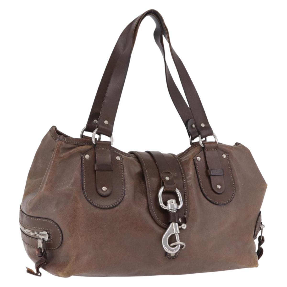 Chloe Kerala Hand Bag Leather Brown Silver Auth 201190