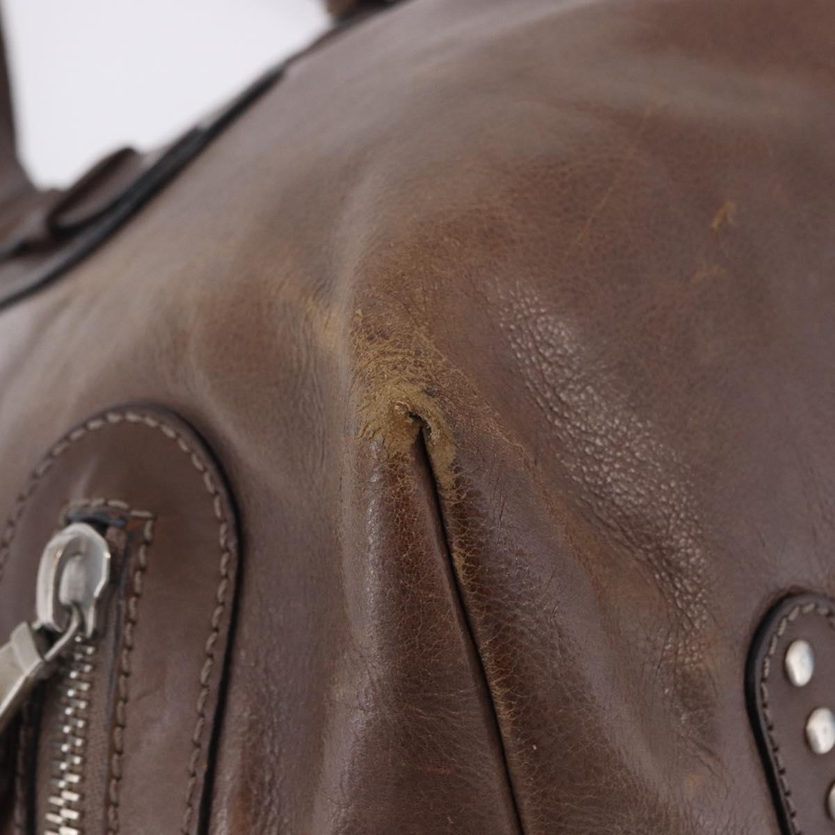 Chloe Kerala Hand Bag Leather Brown Silver Auth 201190