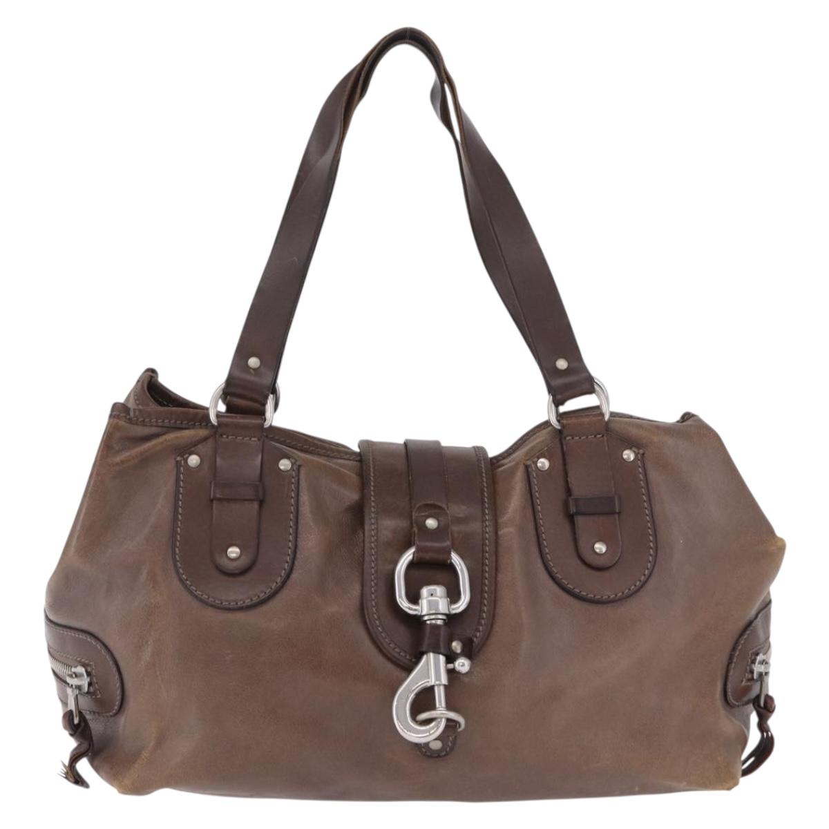 Chloe Kerala Hand Bag Leather Brown Silver Auth 201190
