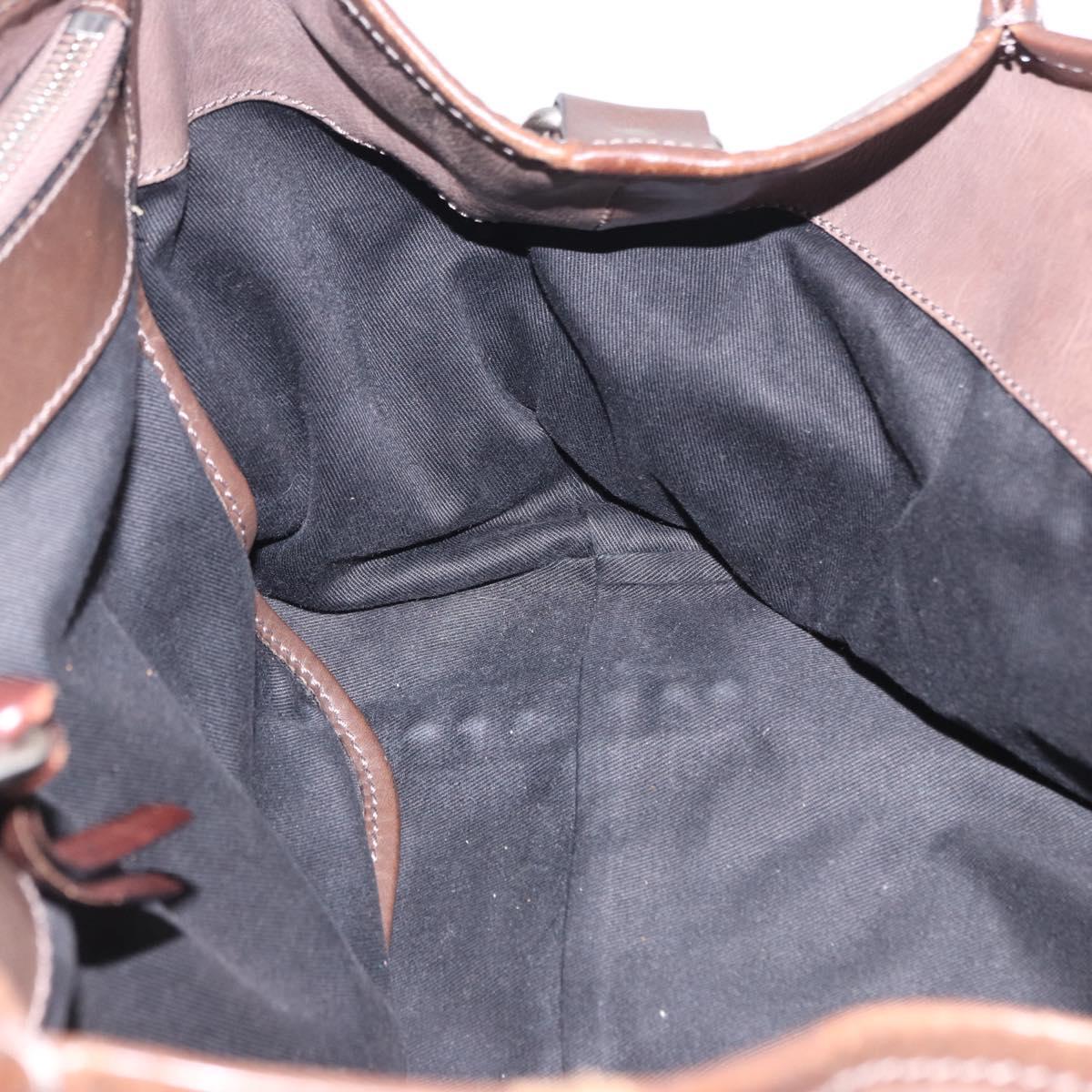 Chloe Kerala Hand Bag Leather Brown Silver Auth 201190