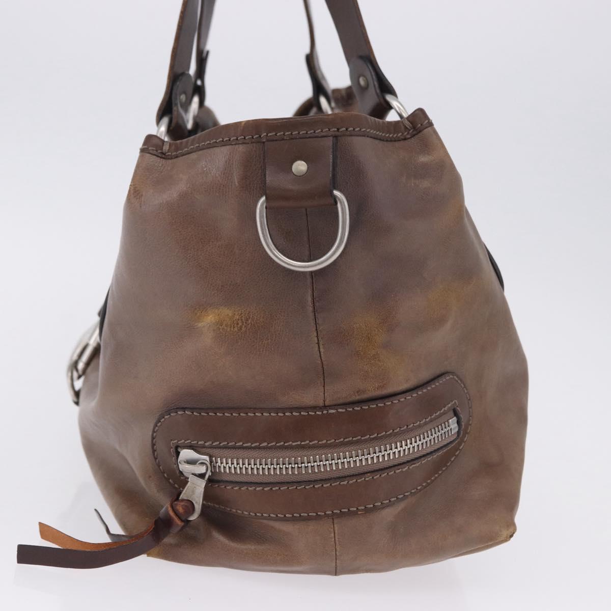 Chloe Kerala Hand Bag Leather Brown Silver Auth 201190