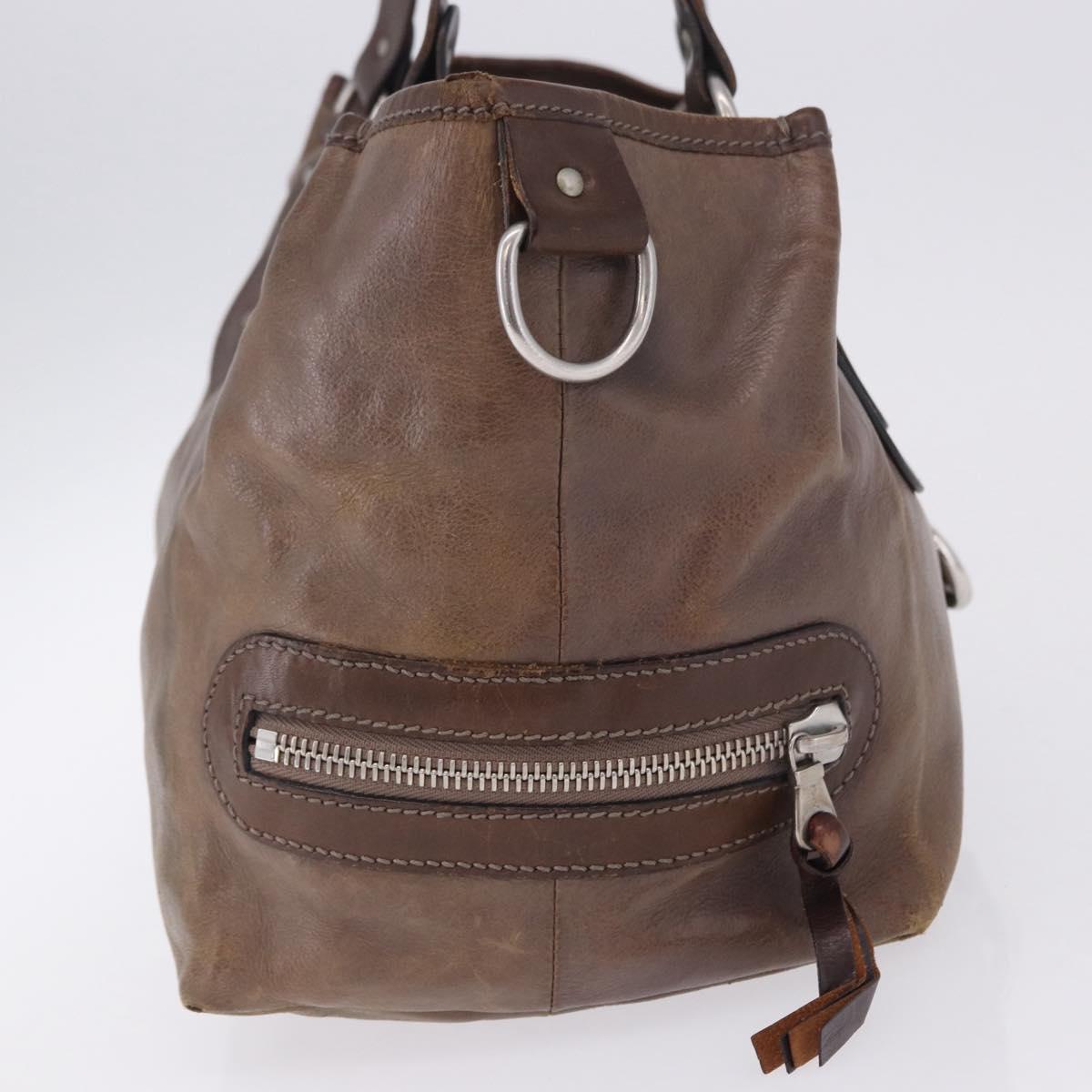 Chloe Kerala Hand Bag Leather Brown Silver Auth 201190