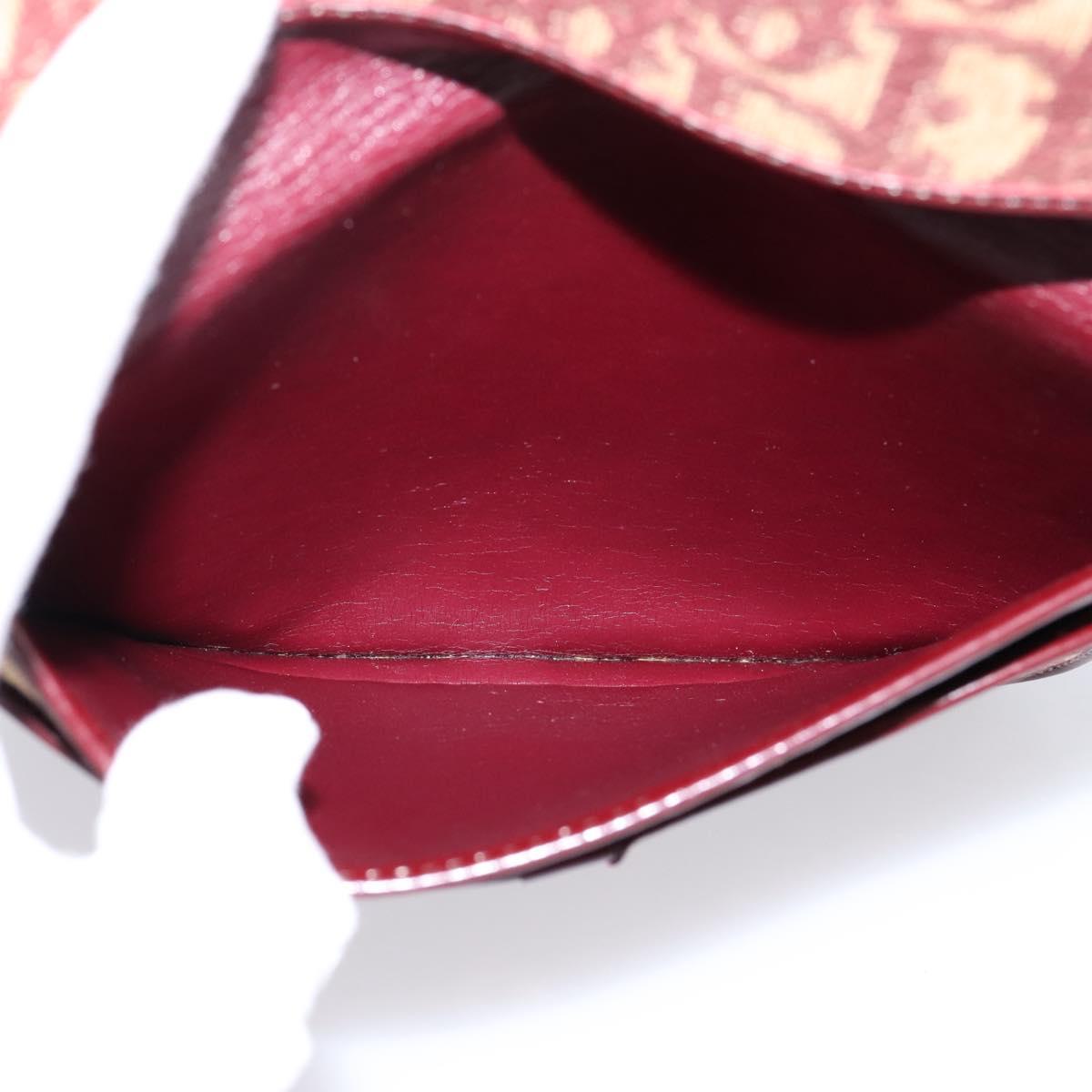 Christian Dior Trotter Canvas Pouch Red Gold Tone Auth 201191