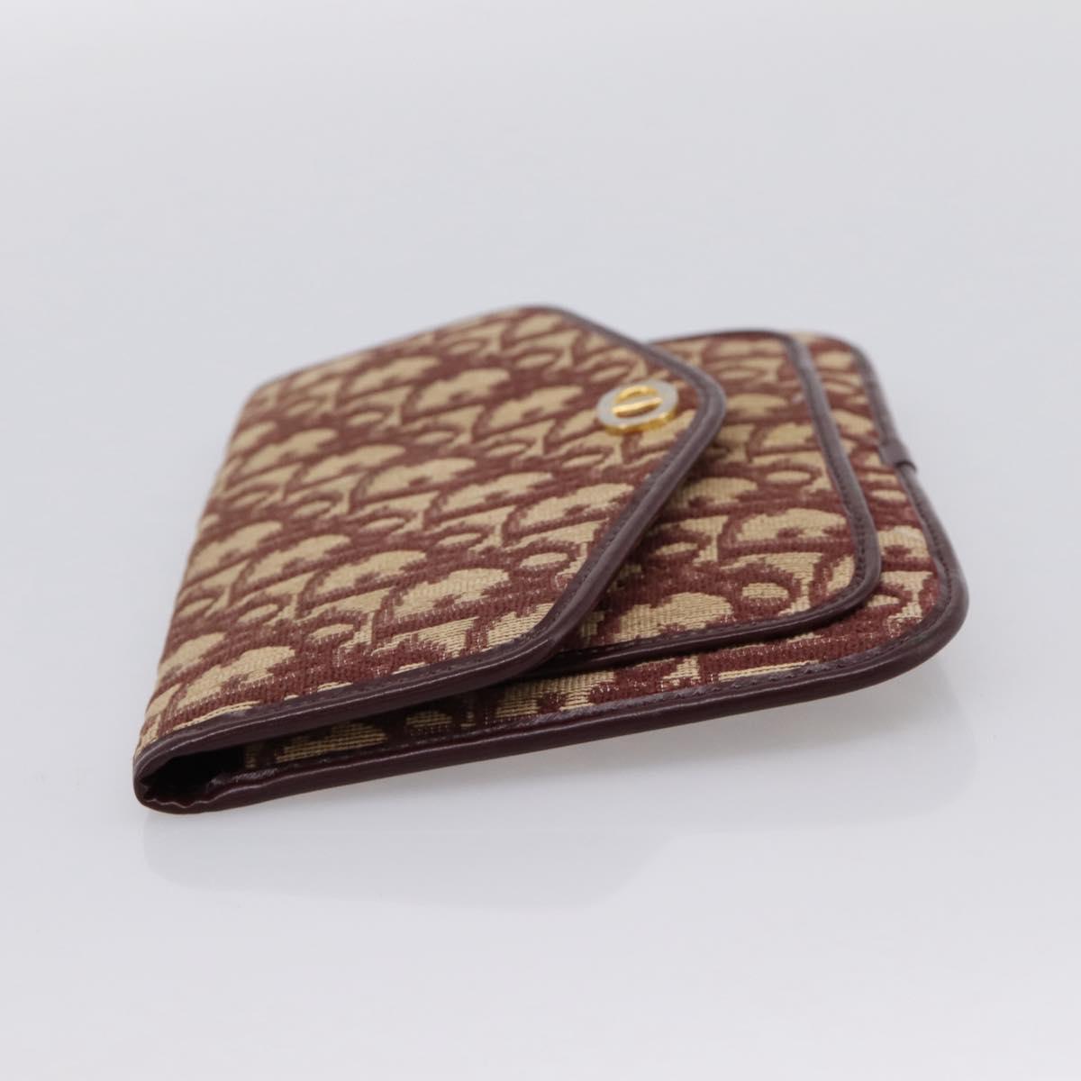 Christian Dior Trotter Canvas Pouch Red Gold Tone Auth 201191