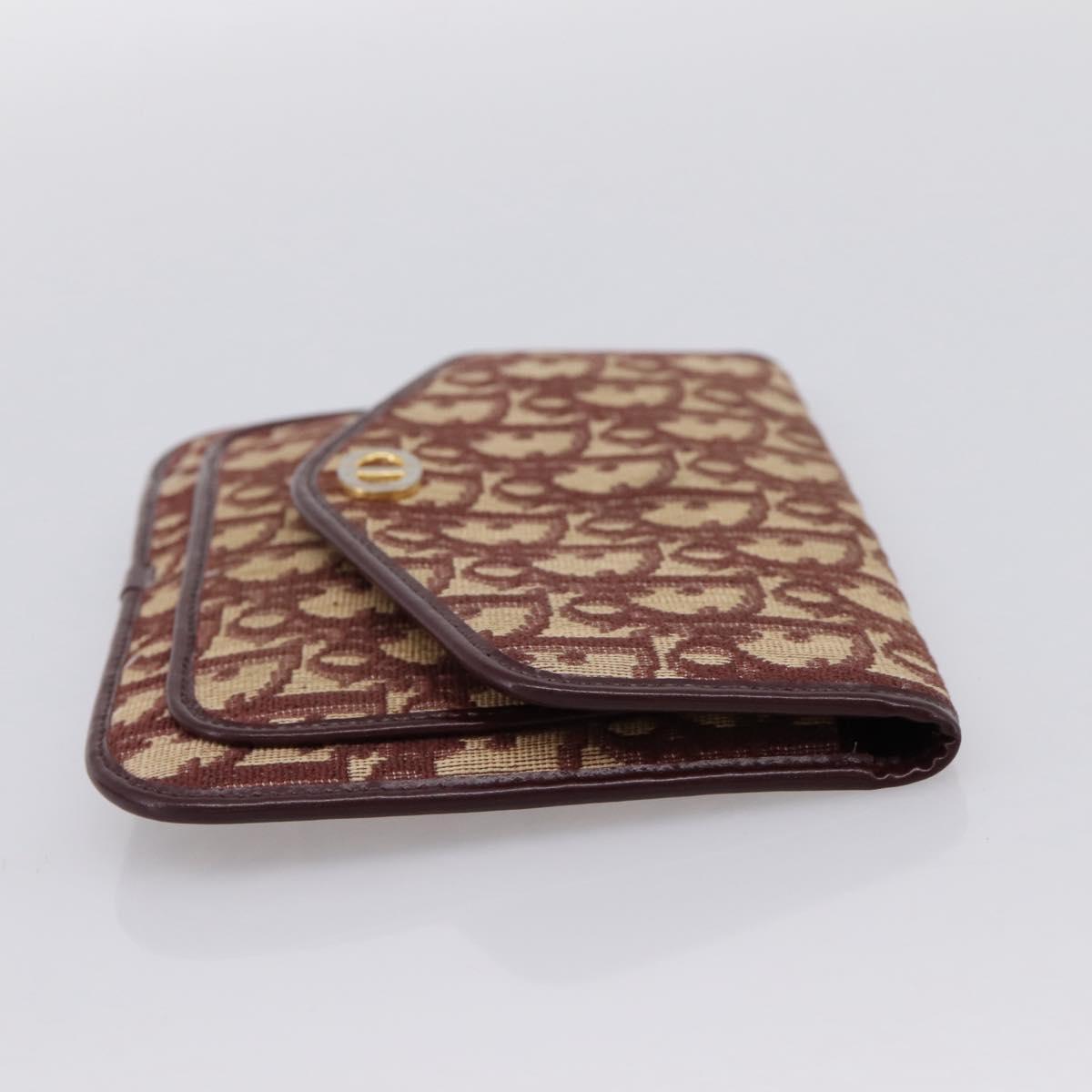 Christian Dior Trotter Canvas Pouch Red Gold Tone Auth 201191