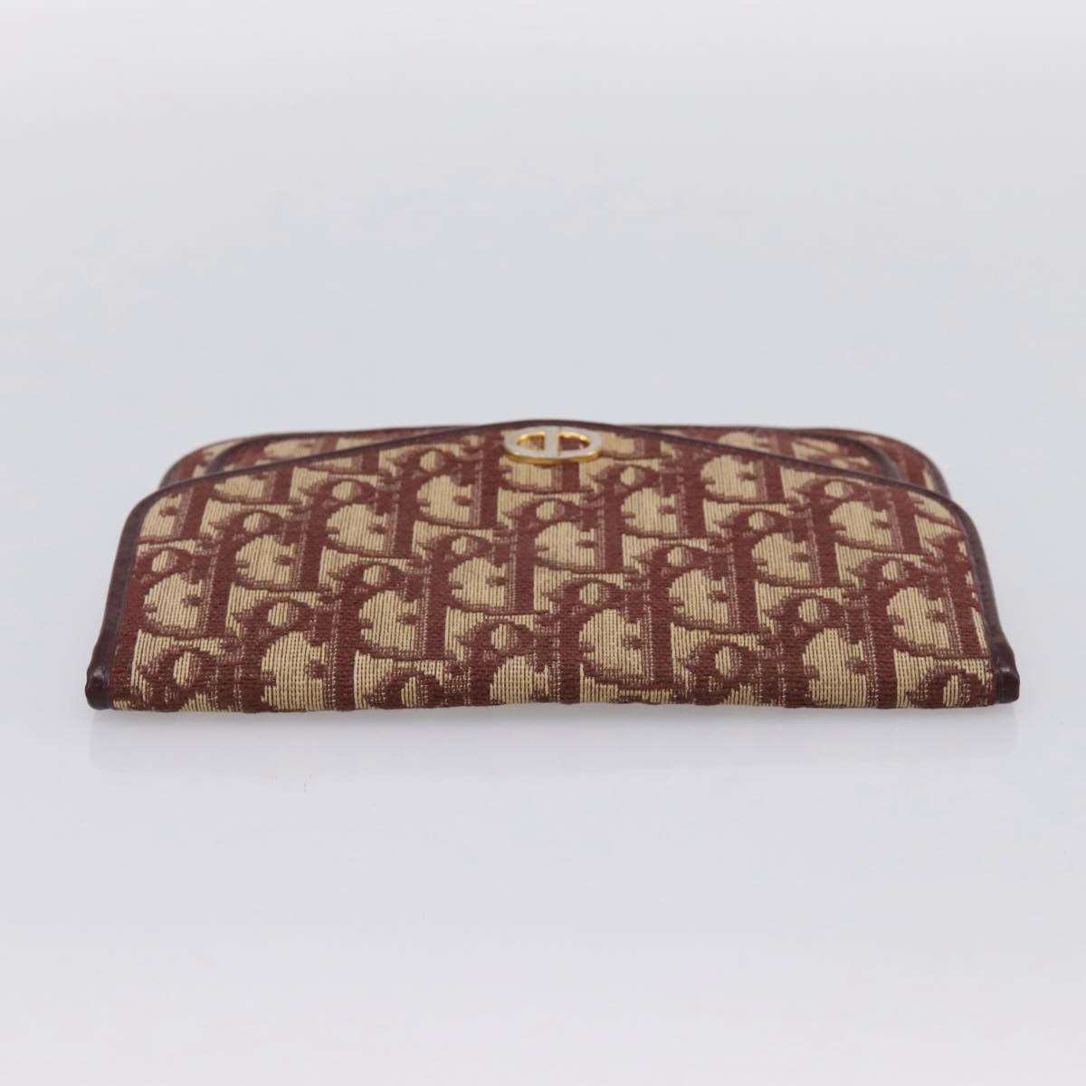 Christian Dior Trotter Canvas Pouch Red Gold Tone Auth 201191
