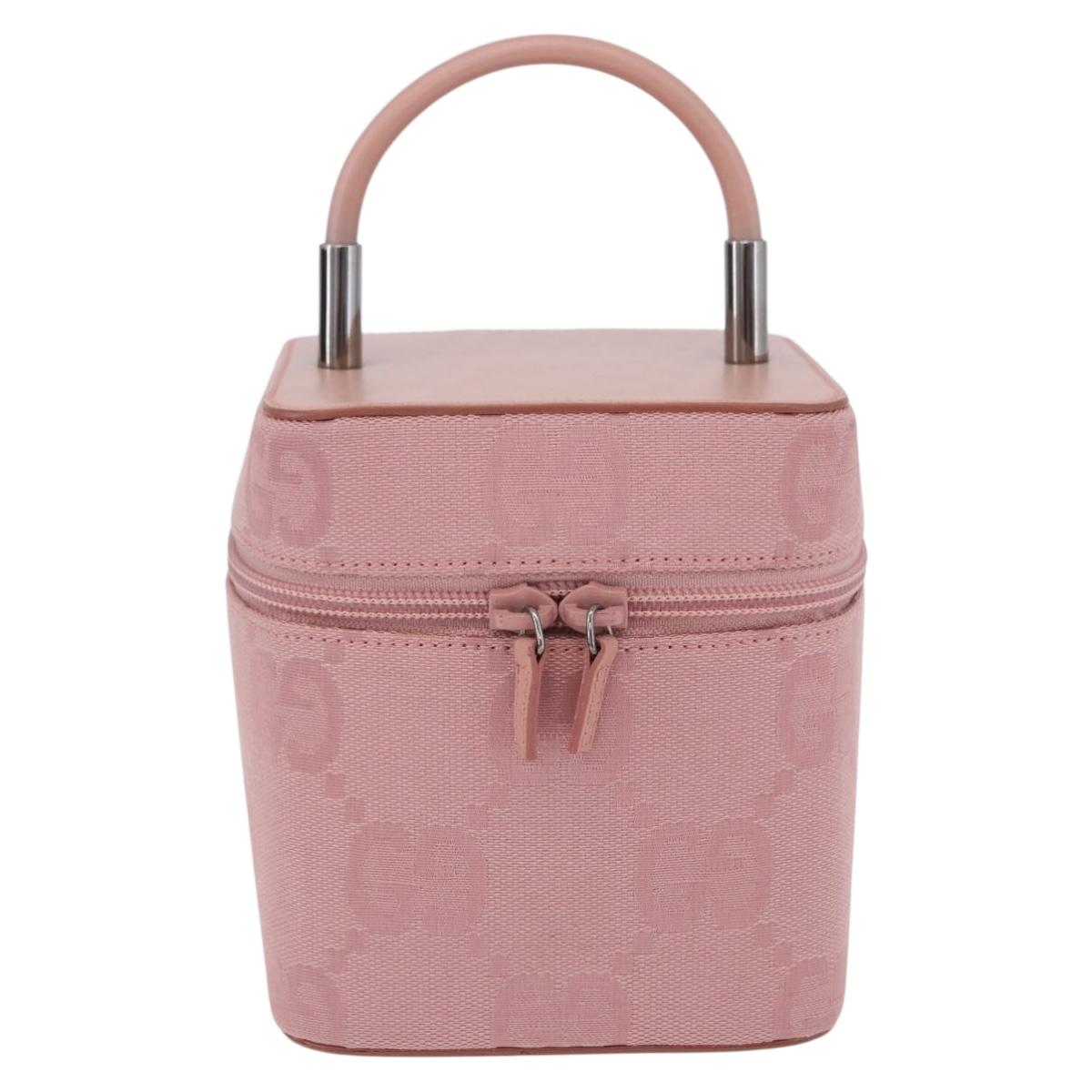 GUCCI GG Canvas Vanity Cosmetic Pouch Pink Silver 039 1052 Auth 201193V