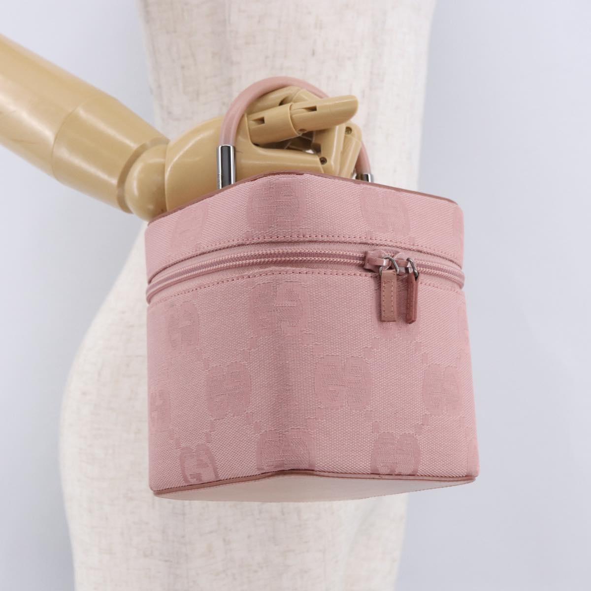 GUCCI GG Canvas Vanity Cosmetic Pouch Pink Silver 039 1052 Auth 201193V