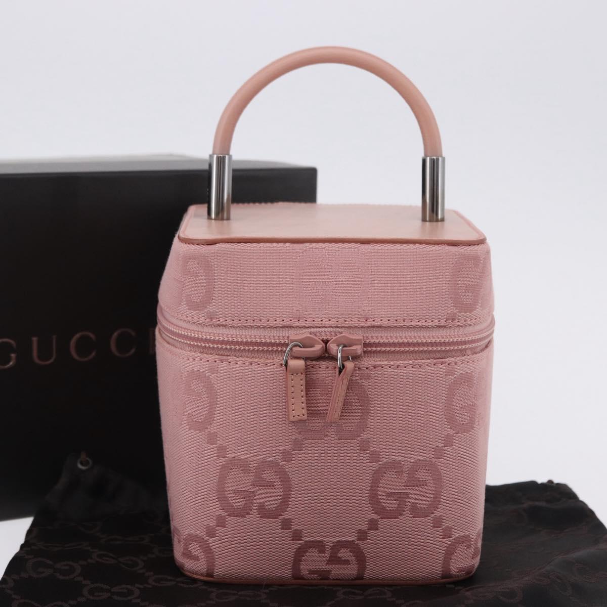 GUCCI GG Canvas Vanity Cosmetic Pouch Pink Silver 039 1052 Auth 201193V