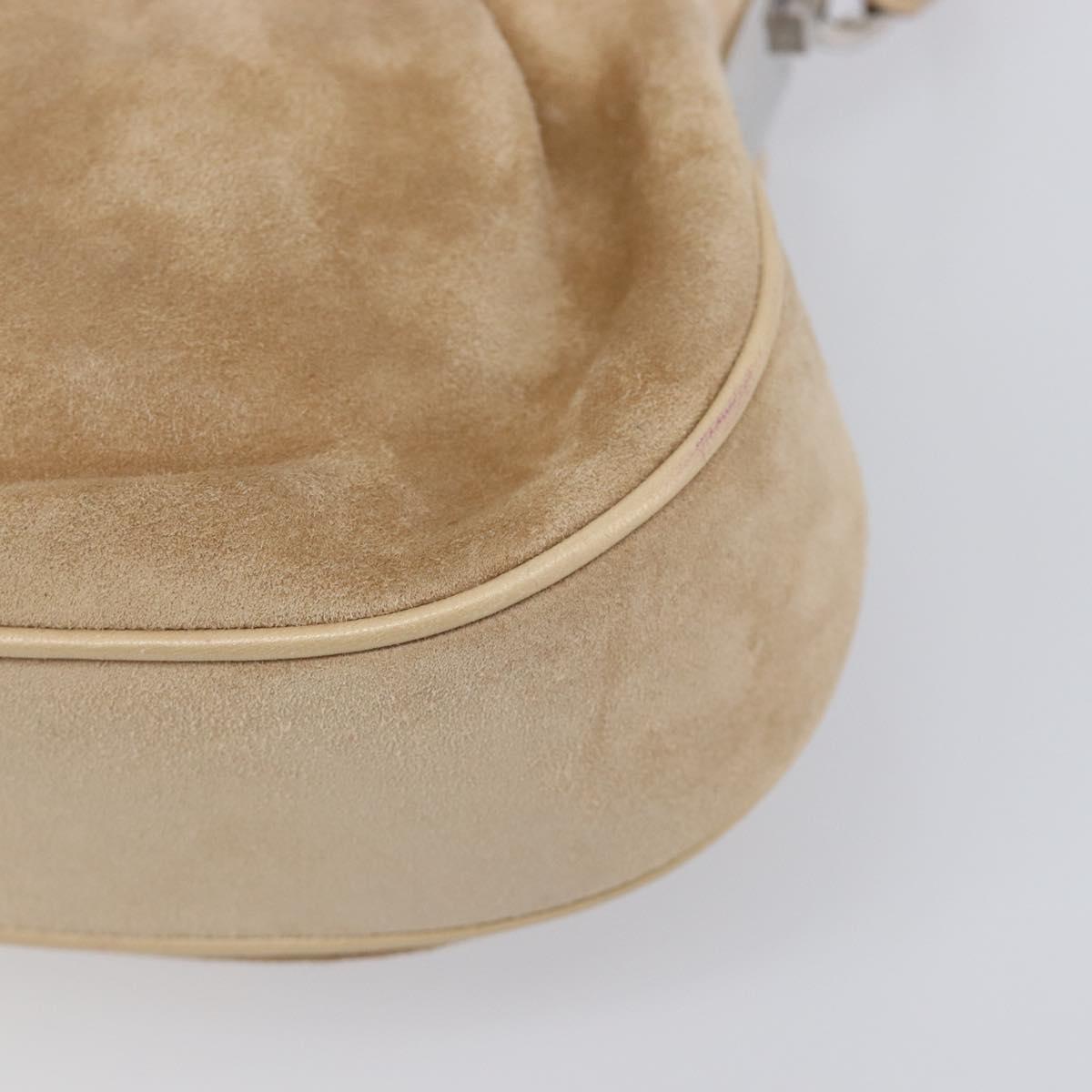 CARTIER PANTHERE Hand Bag Suede Beige Silver Auth 201200V