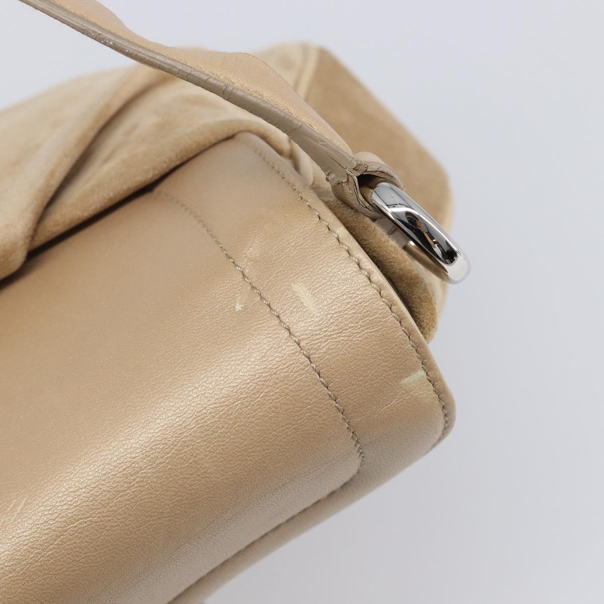CARTIER PANTHERE Hand Bag Suede Beige Silver Auth 201200V