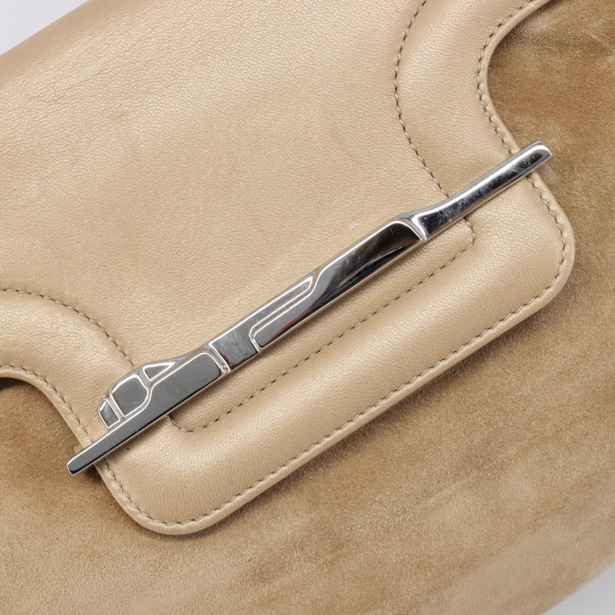 CARTIER PANTHERE Hand Bag Suede Beige Silver Auth 201200V