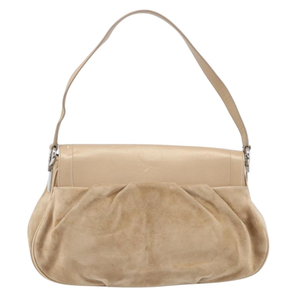 CARTIER PANTHERE Hand Bag Suede Beige Silver Auth 201200V