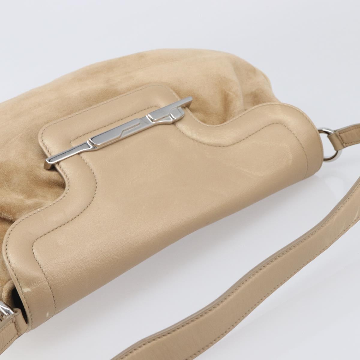 CARTIER PANTHERE Hand Bag Suede Beige Silver Auth 201200V