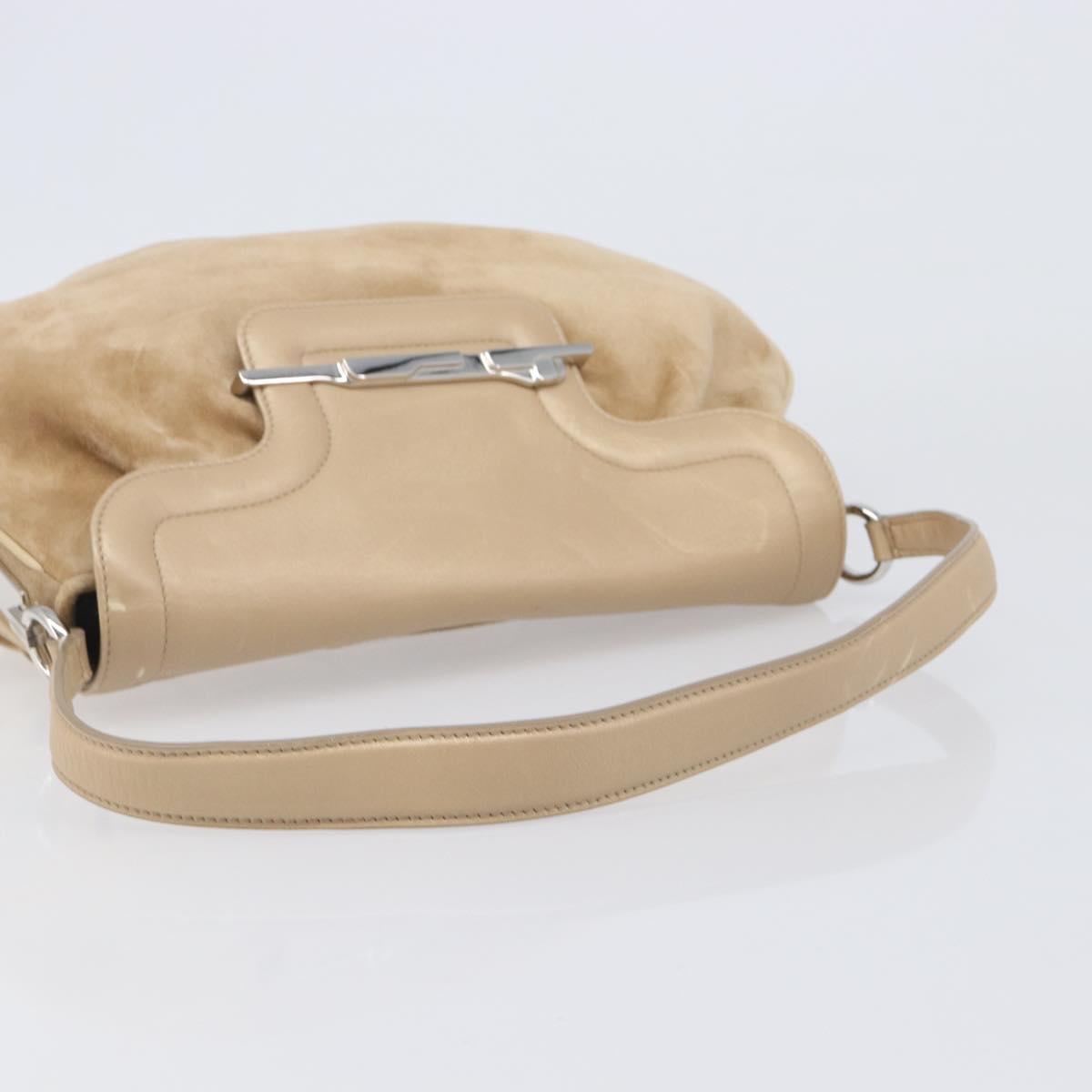 CARTIER PANTHERE Hand Bag Suede Beige Silver Auth 201200V